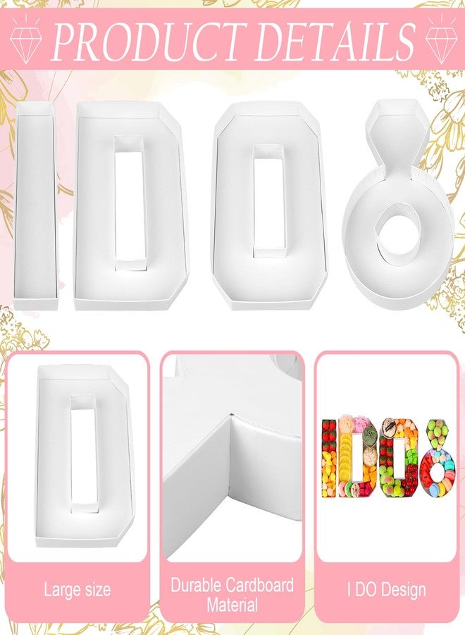 Furbeko 4 Pcs Fillable I DO Cardboard Letter for Charcuterie 10’’ Wedding Fillable Tray Sweets Chocolate Candy Cupcake Container Paper Box for Bridal Shower Engagement Party Decoration Supplies - Image 3
